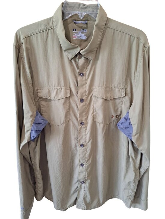 Under Armour Other - Under Armour Mens Iso-Chill Long Sleeve Button Down Shirt XL HeatGear Loose Fit
